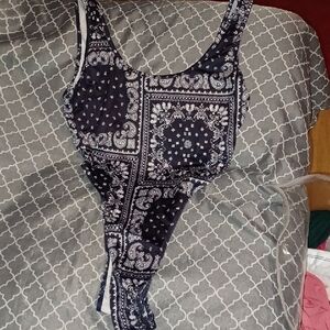 Bandana Print High Cut Bodysuit New